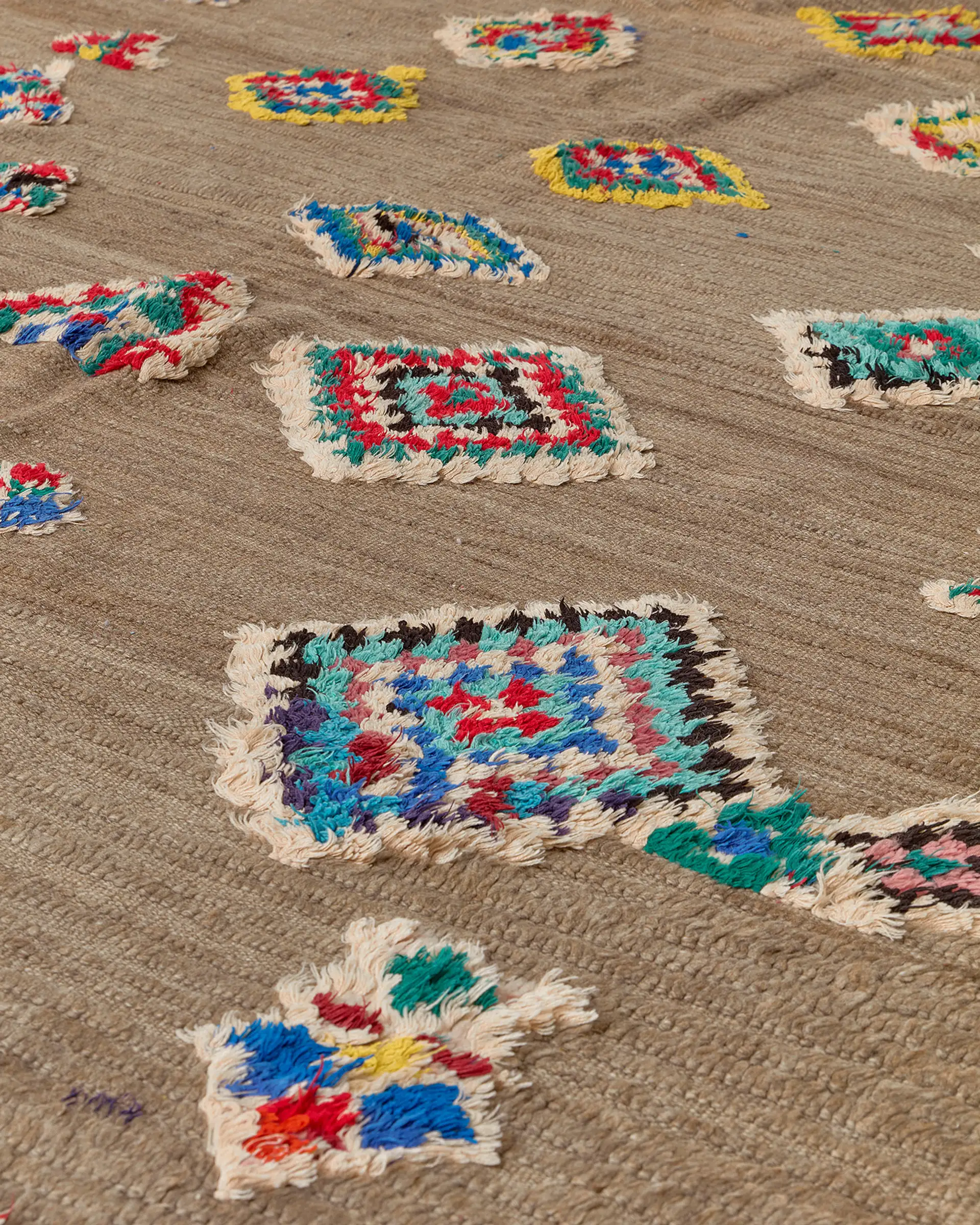 Vintage rug with floating motifs, motifs
