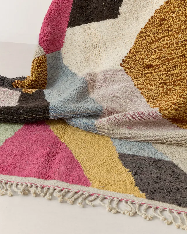 Beni Ourain w colour blocks fringes